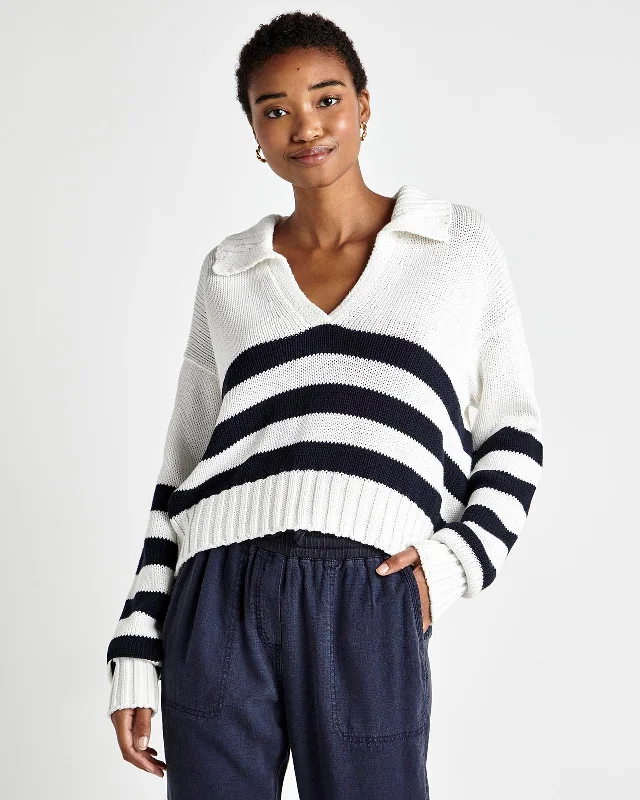 Machine - Washable Sweaters for Convenience -Parker Polo Stripe Sweater