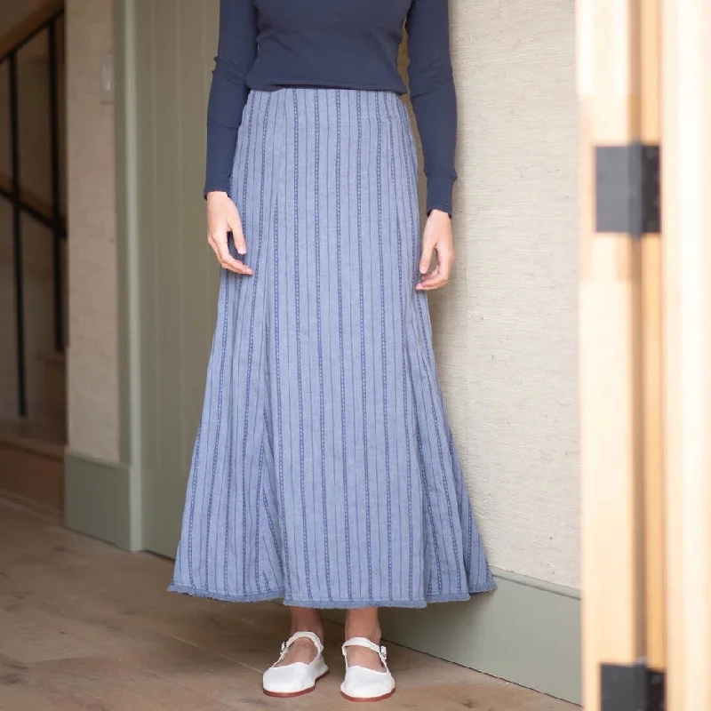 Wrap skirts for easy adjustable fit -Detailed Chambray Skirt | Blue [Final Sale]