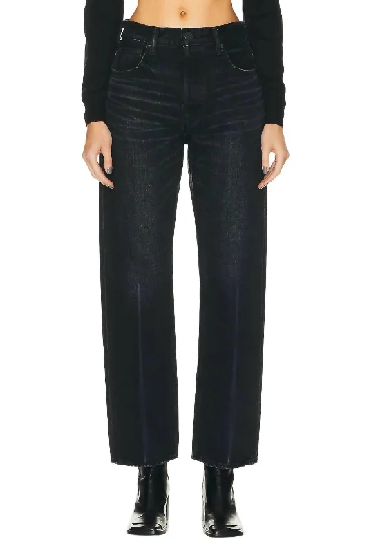 Tight trousers for men with zip fly and flat-front design for a polished look -Murrieta Wide Straight Jean In Black