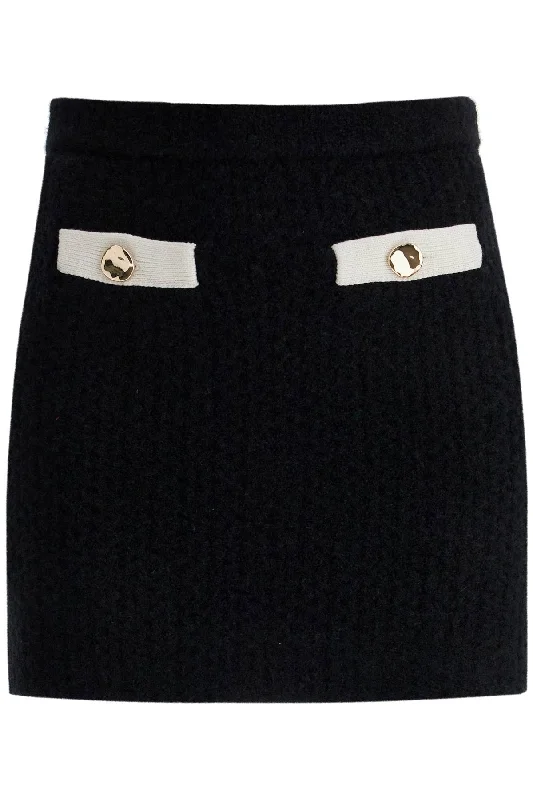 Wrap skirts for easy adjustable fit -alpaca knit mini skirt AW24 074SK B BLACK