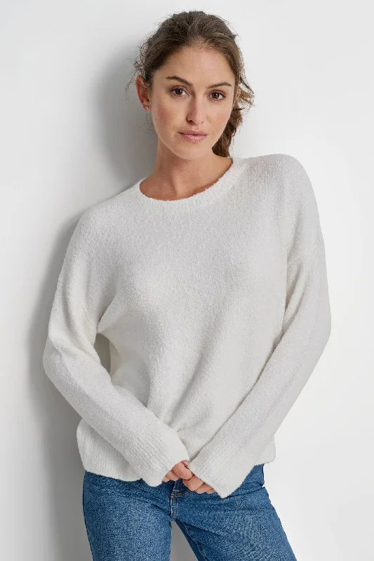 Vintage - Style Sweaters for Retro Look -BOUCLE CREW NECK SWEATER