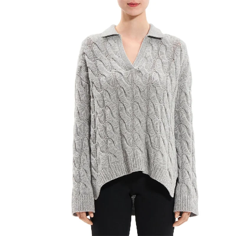 Hand - Knitted Sweaters for Personal Touch -Theory Womens KARENIA Wool Cashmere V-Neck Sweater