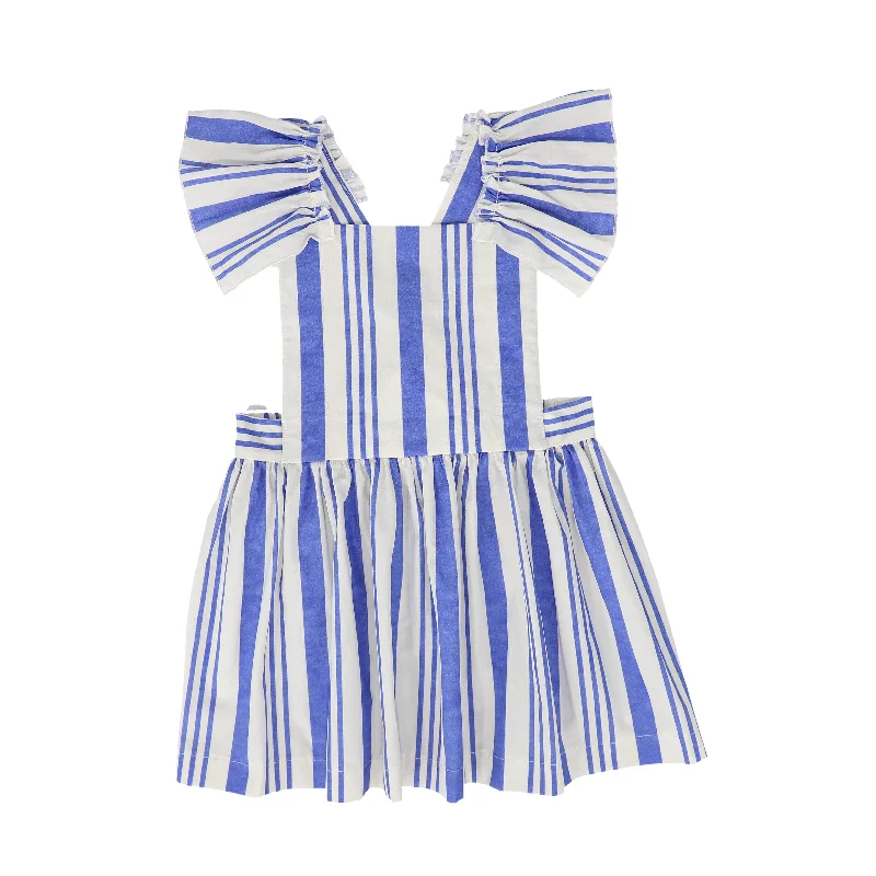 Sundress Dresses for Sunny -BIRINIT PETIT BLUE STRIPED RUFFLE SHOULDER DRESS [FINAL SALE]