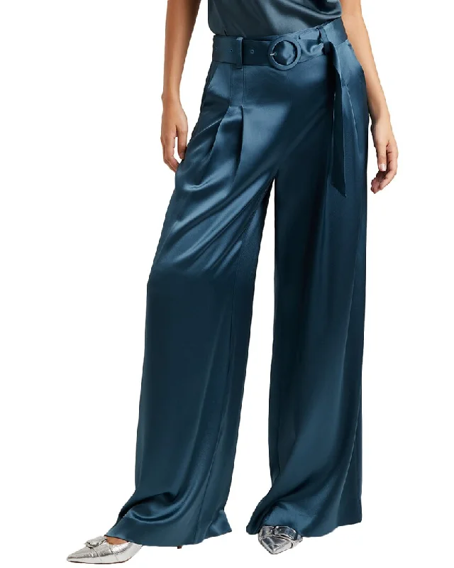 Light denim tight trousers for women with casual fit and comfortable material -Cinq à Sept Smooth Satin Shauna Pant