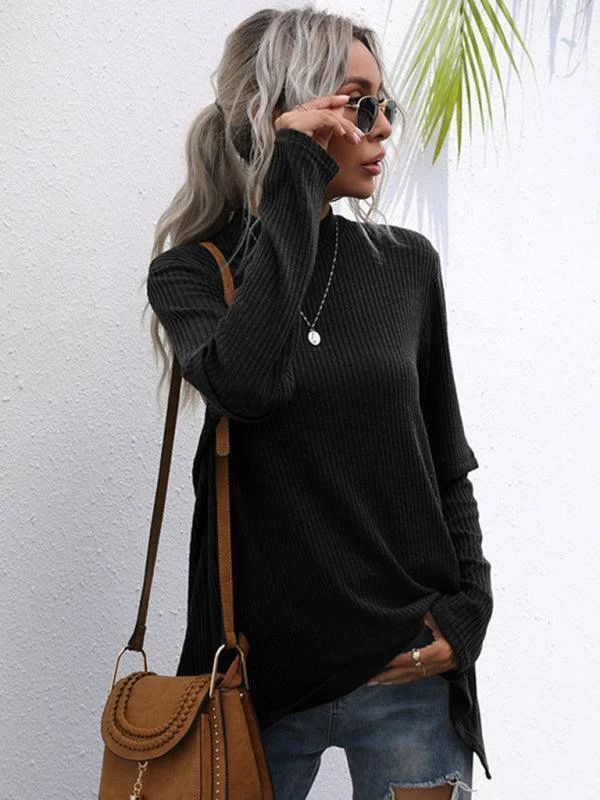 Wrap Sweaters for Adjustable Fit -Black Loose Turtleneck Pullover Sweater Women