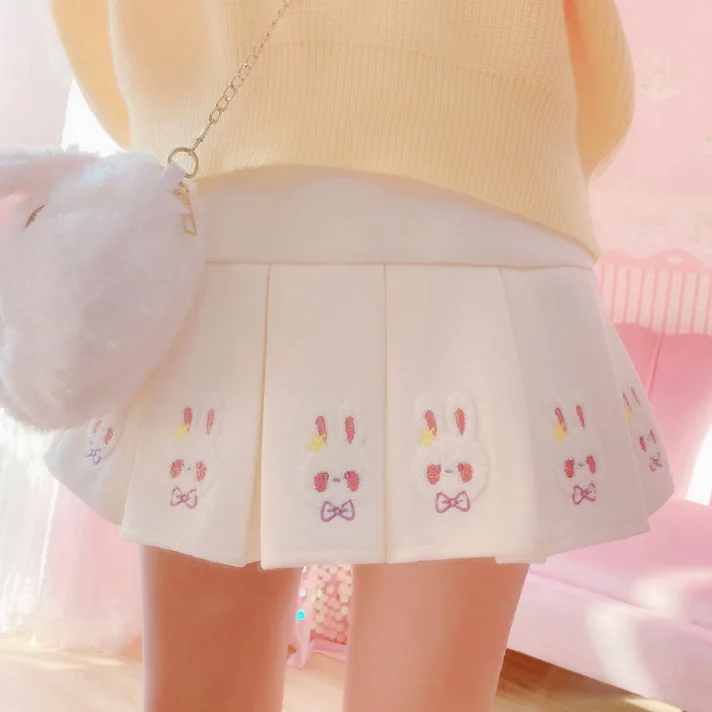 Affordable skirts with trendy slit details -Kawaii Rabbit Skirt AD12757