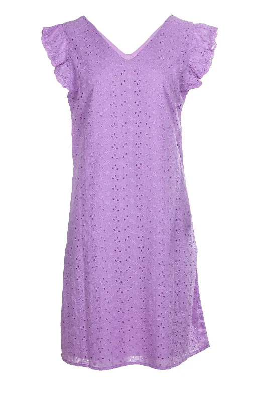 Embroidered Dresses for Detailed -100% Cotton Broderie Anglaise Dress | LILAC | 8594A1