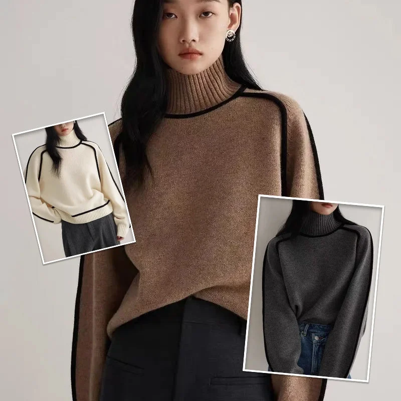 Modern - Design Sweaters for Trendy Fashion -3D Loose Pullover Turtleneck Knitted Sweater