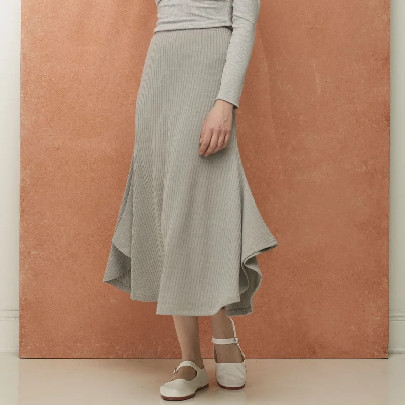 Flowy chiffon skirts for romantic summer days -Ribbed Wing Skirt | Grey [Final Sale]