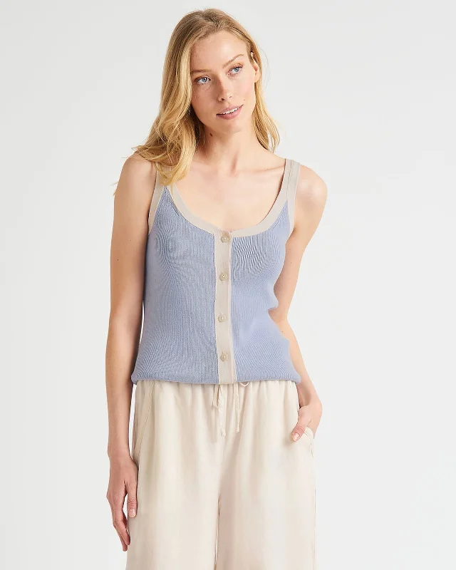 Buttons - Down Sweaters for Classic Style -Nevin Contrast Sweater Tank