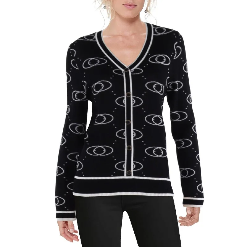 Animal Print Sweaters for Fun Look -Nancy Yang Womens Printed Button-Down Cardigan Sweater