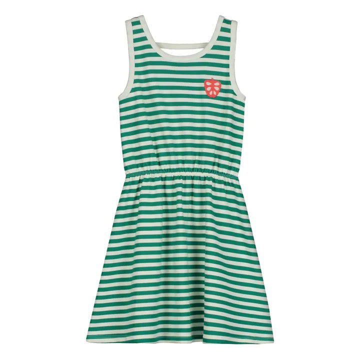 Celtic Dresses with Knotwork -LETTER TO THE WORLD GREEN/WHITE STRIPE WAISTED DRESS [FINAL SALE]