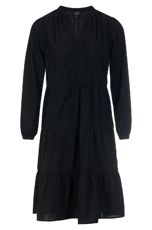 Office Dresses for Business -Poly Stretch Cord Dress | Black | 6202ZZ