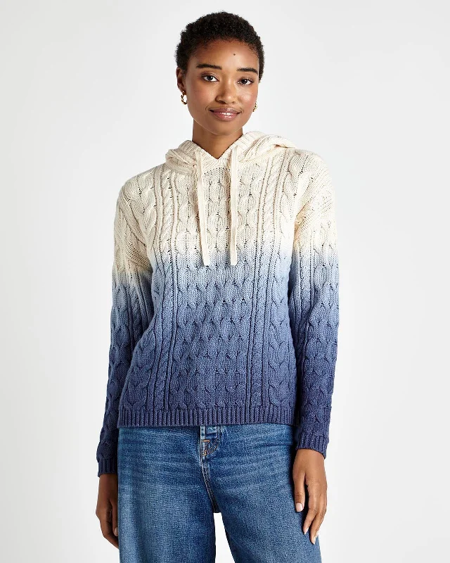 Hand - Wash Only Sweaters for Delicate -Dip Dye Cable Hooded Sweater