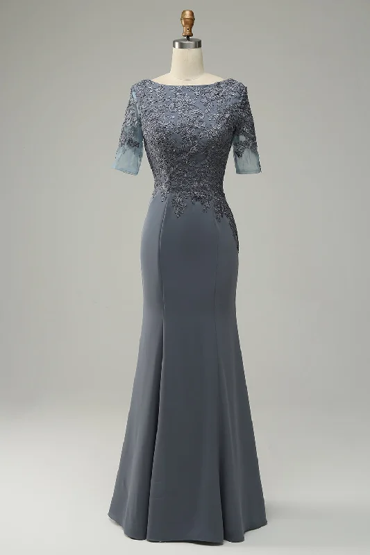 Wedding Dresses for Bridal Look -Grey Appliques Mother of Bride Dress