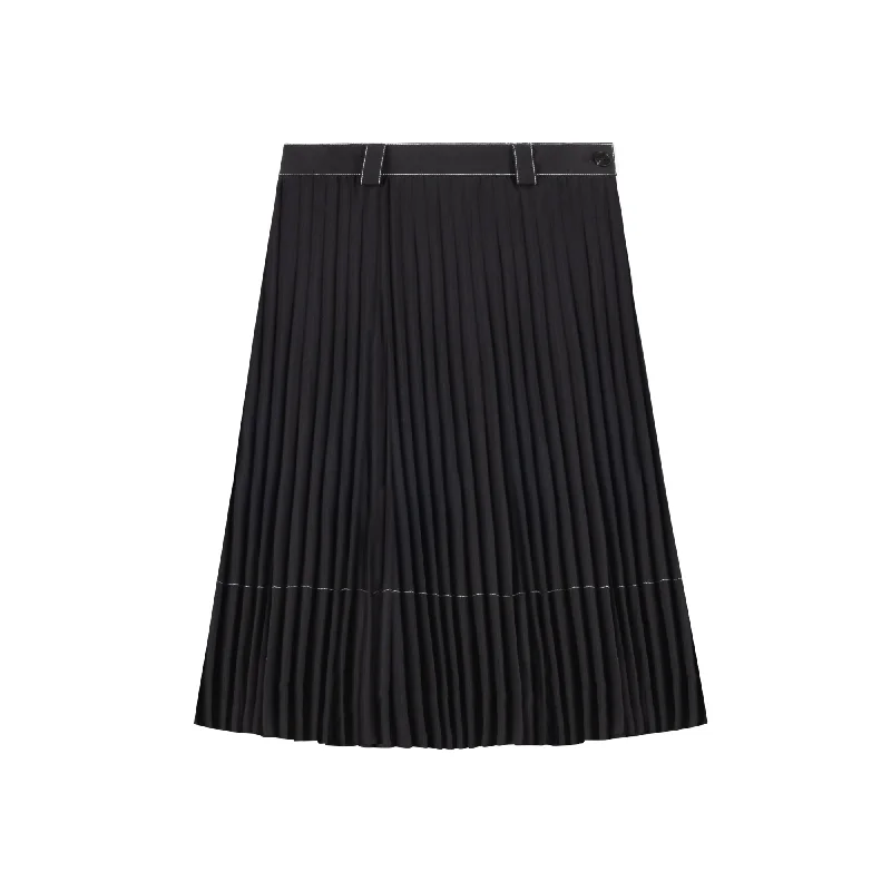 Stretch skirts for curvy figure flattery -Stitched Pleated Skirt | Black [Final Sale]