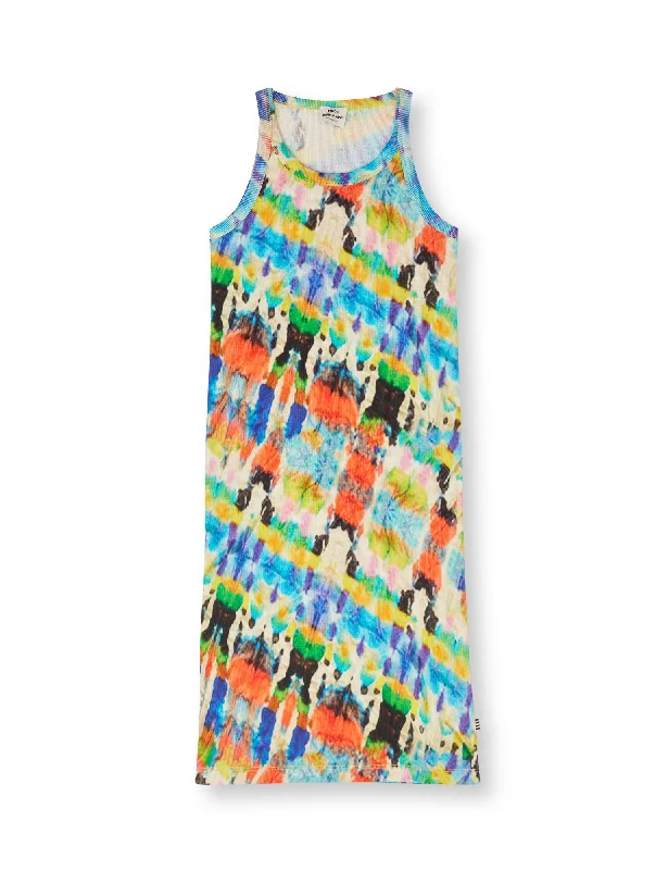 Midi Dresses for Versatile Wear -2x2 Cotton AOP Carna Dress, Blur Fleur AOP/Lemon Zest