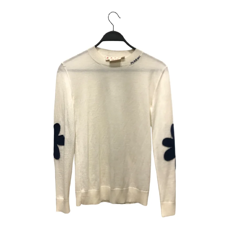 Embroidered Sweaters for Detailed Decoration -MARNI/Sweater/40/Wool/WHT/floral patches