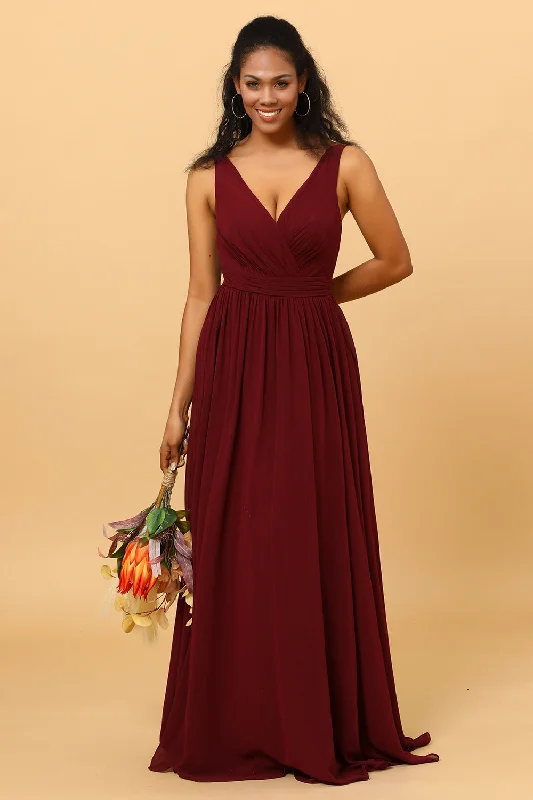 Punk Dresses with Spikes -A-line Chiffon Burgundy Bridesmaid Dress