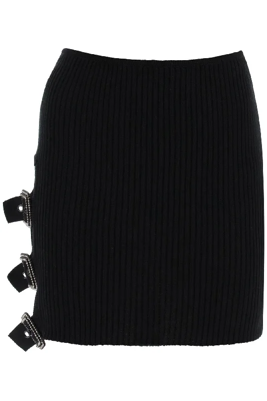 Cute pleated skirts for youthful school outfits -mini ribbed knit skirt in nine words 02SSKNS302 02079 BLACK