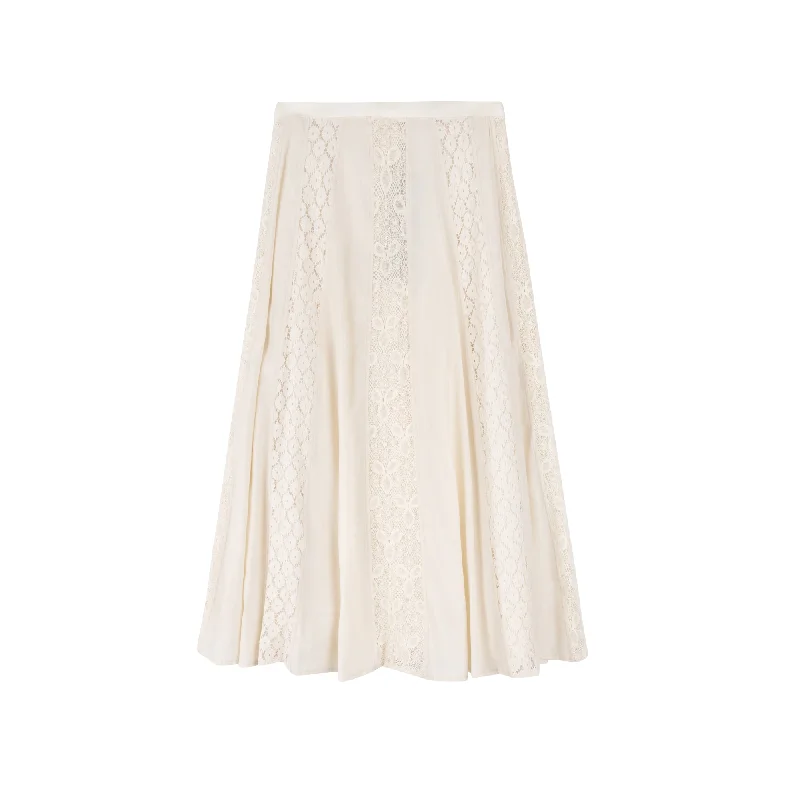 Designer pencil skirts for sharp professional looks -Lace Panel Skirt | Cream [Final Sale]