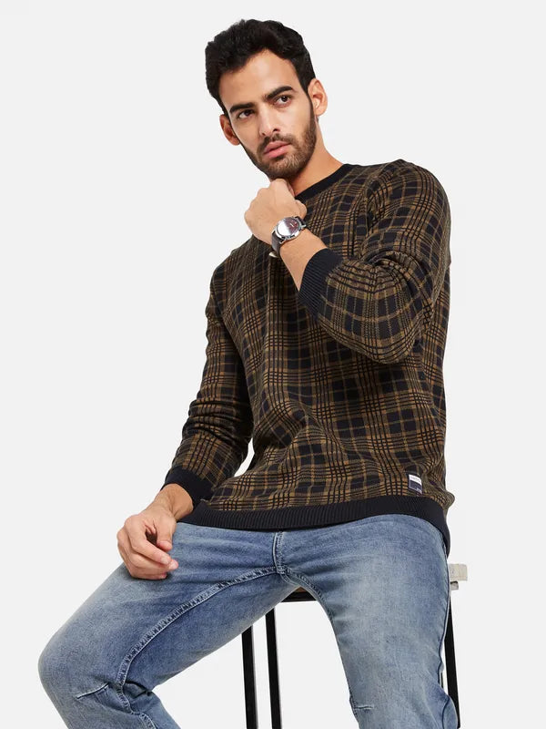 Heavy - Duty Sweaters for Harsh Weather -Checked Cotton Pullover Sweater