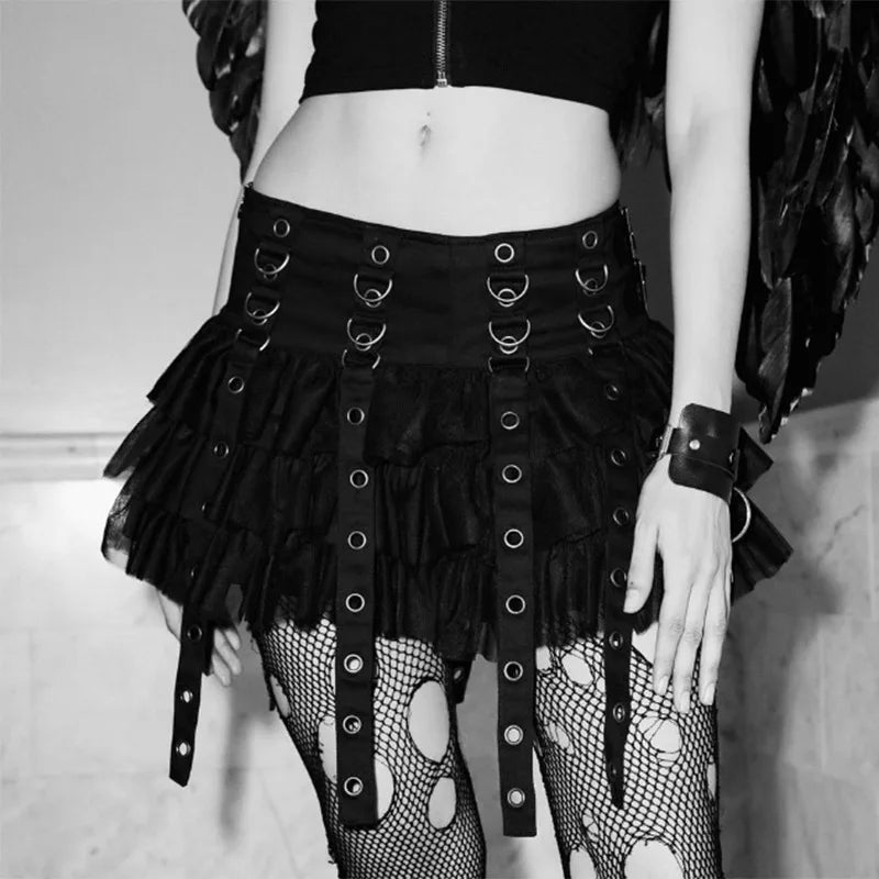 Designer pencil skirts for sharp professional looks -Mall Goth Black Pleated Mini with Chain Women's High Waisted Tennis Fairy Grunge Aesthetic E Girl Skirt