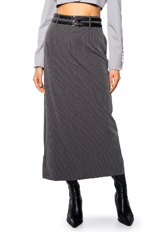 Vintage skirts with 70s-inspired designs -ALINA PINSTRIPE MAXI SKIRT