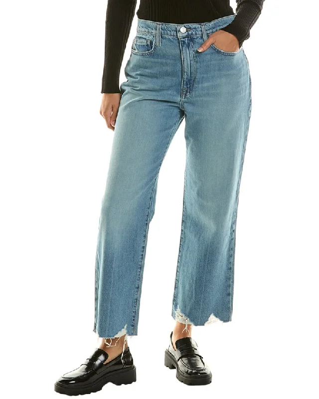 Elegant tight trousers for women with high-quality wool fabric for refined look -FRAME Denim Le Slim Palazzo High-Rise Varsity Blues Modern Chew Wide Leg Jean