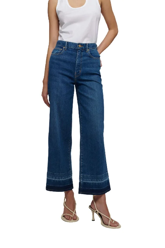 Color-block tight trousers for women with bold contrasts and modern flair -Isla High Rise Wide Crop Jeans In Mercer