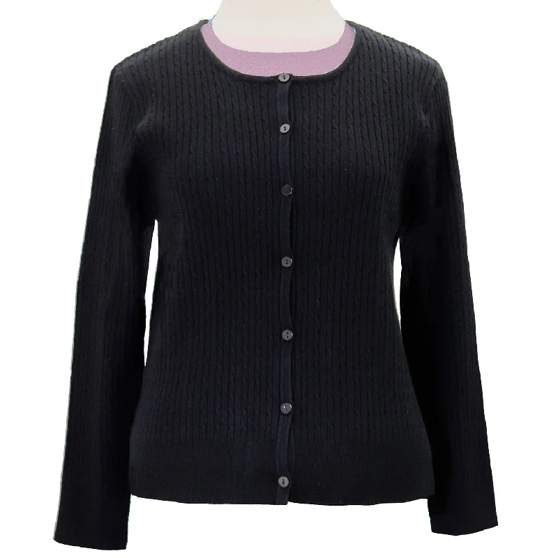 Buttons - Down Sweaters for Classic Style -Women's Round Neck Cable Cardigan Sweater 9811