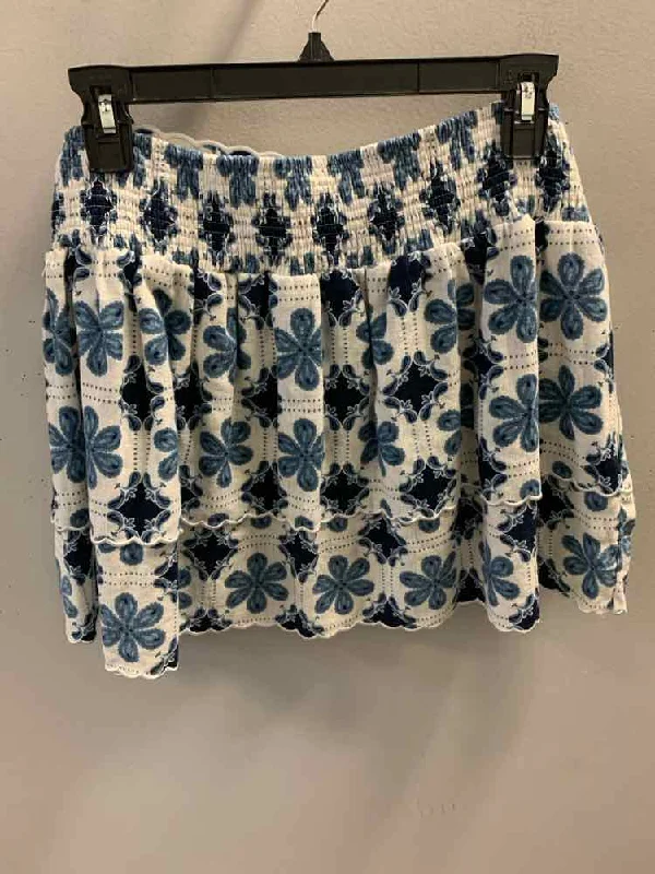 Casual Dresses for Everyday -NWT AGUABENDITA Dresses and Skirts Size XL BLUE/WHT FLOWERS MINI Skirt