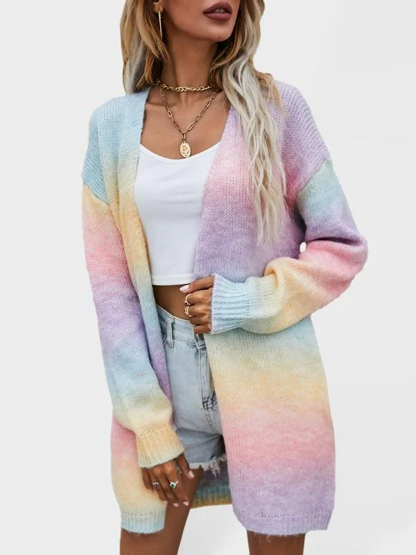 Women's Cashmere Sweaters for Elegant Style -Gradient Tie-Dye  Women Cardigan Sweater