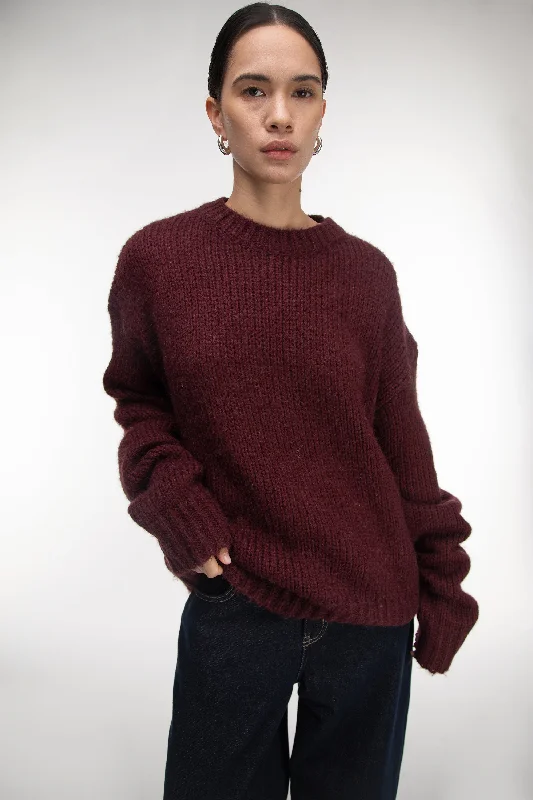 Cable - Trimmed Sweaters for Added Detail -OVERSIZED WOOL-BLEND SWEATER