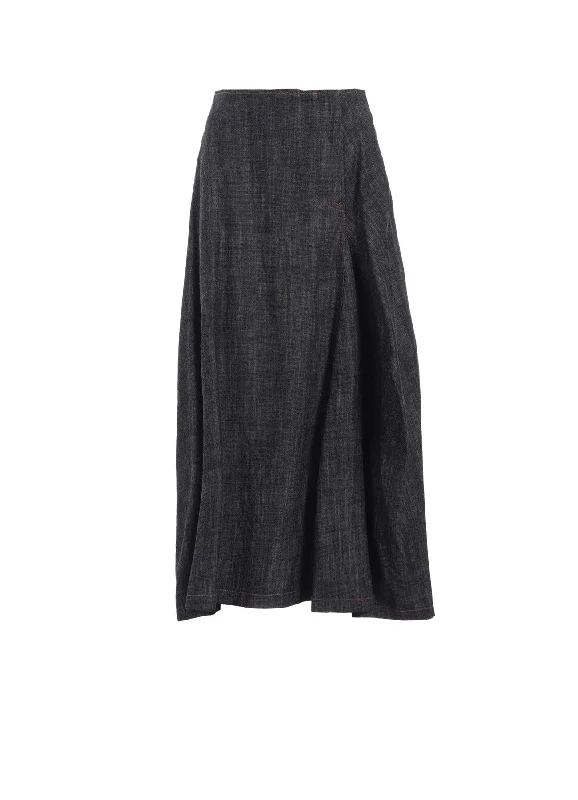 A-line skirts for flattering timeless silhouettes -8OZ DENIM PANEL TUCKED FLARE SKIRT