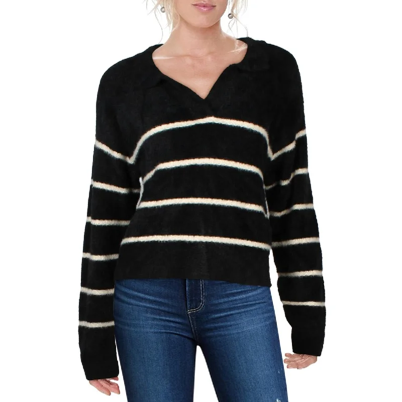 Solid Color Sweaters for Simple Elegance -Z Supply Womens Monique Fleece Striped Pullover Sweater