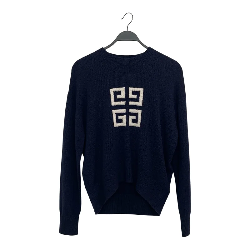 Batwing - Sleeve Sweaters for Loose Fit -GIVENCHY/Sweater/S/Monogram/Cashmere/NVY/Pullover/EMBLEM LOW SHOULDER SWEATER