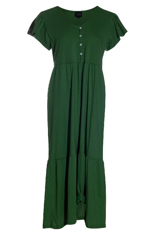 Valentine's Day Dresses for Romance -100% Cotton V neck Dress | GRASS | 6683AR