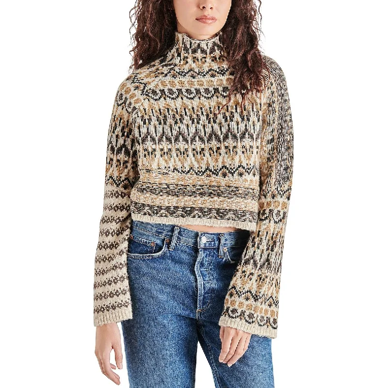 Beaded Sweaters for Sparkling Effect -Steve Madden Womens Indie Wool Blend Fair Isle Mock Turtleneck Sweater