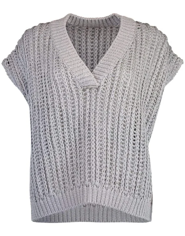 Lightweight Sweaters for Layering -Open Weave V-Neck Sweater