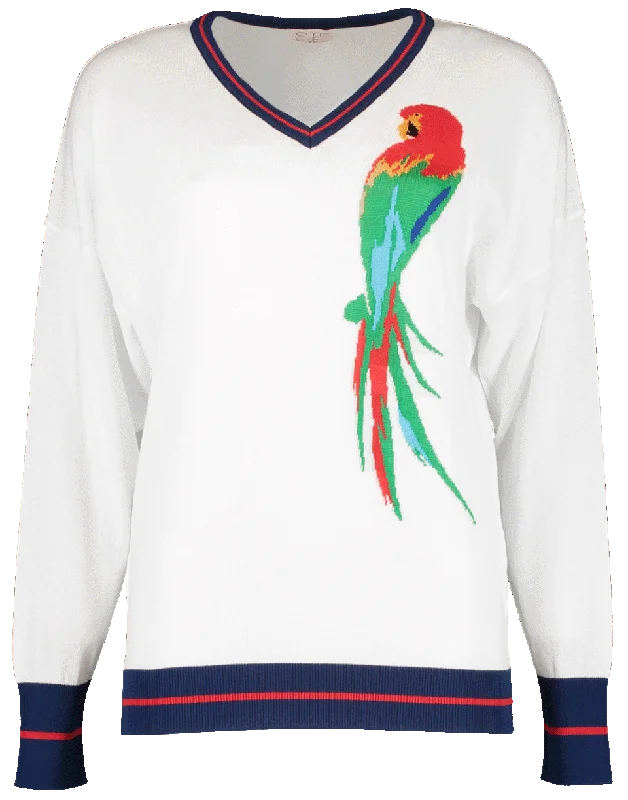 Polyester Sweaters for Durable Use -V-Neck Parrot Sweater