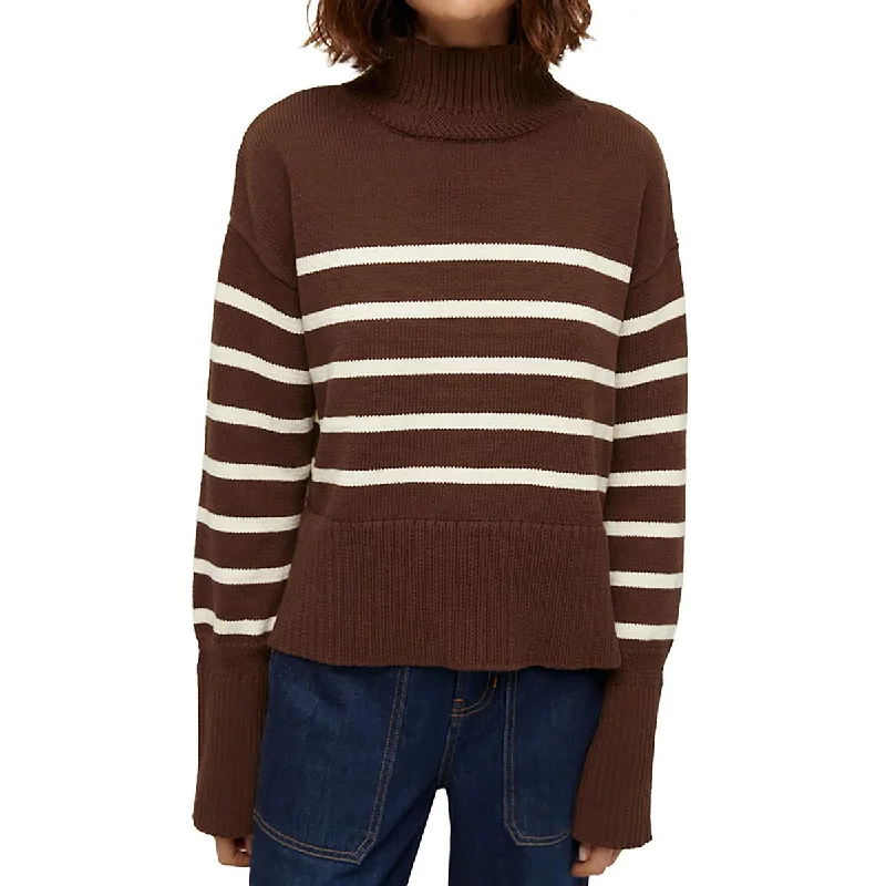 Cable - Trimmed Sweaters for Added Detail -Veronica Beard Womens Lancetti Knit Striped Pullover Sweater