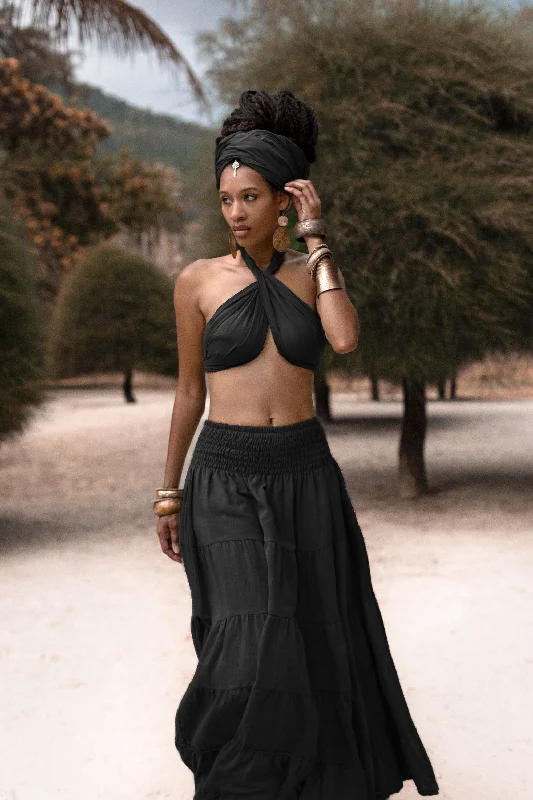 Luxury maxi skirts for dramatic flair -Maxi Skirt Moana Black