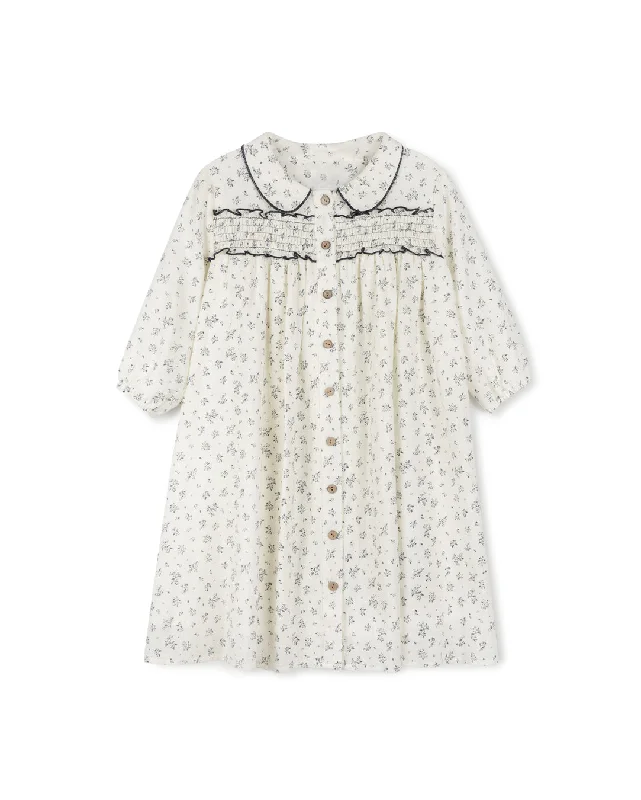 Mother's Day Dresses for Gift -LILOU FLORAL GAUZE COLLARED BUTTON DOWN DRESS [FINAL SALE]