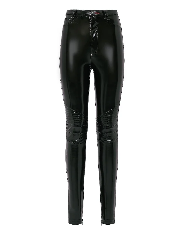 Tight office trousers for women with professional cut and flattering fit -Super High Waist Biker Statement