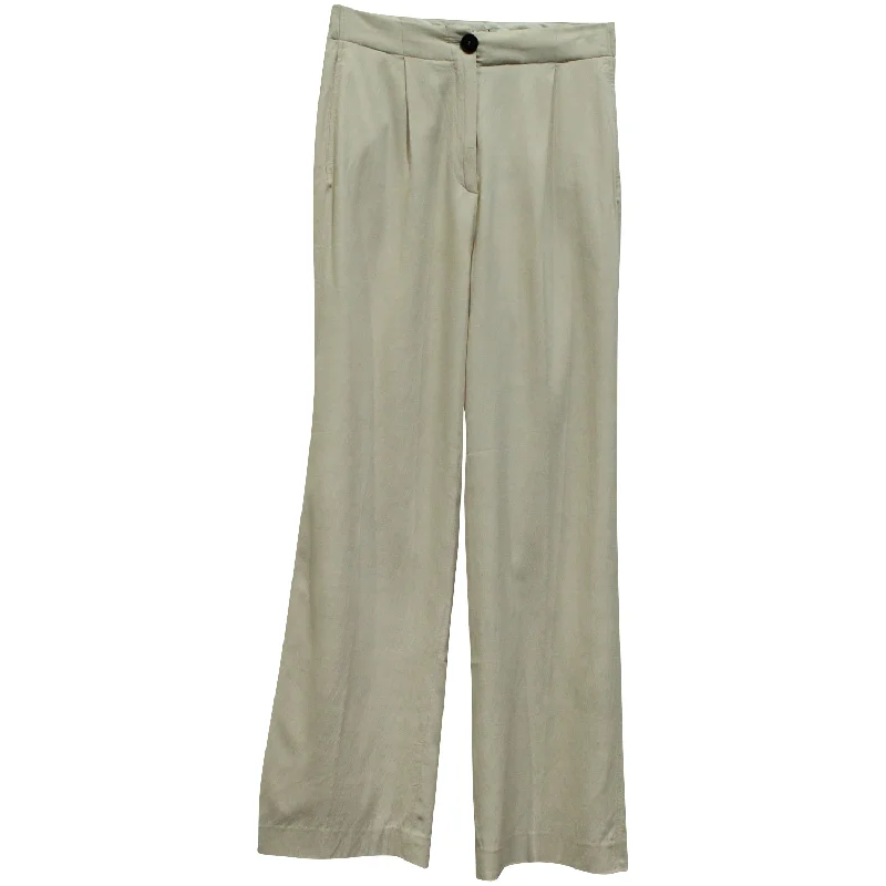 High-waisted tight trousers for women with elastic waistband for added comfort -Ba&Sh Wide Leg Trousers in Nude Cotton