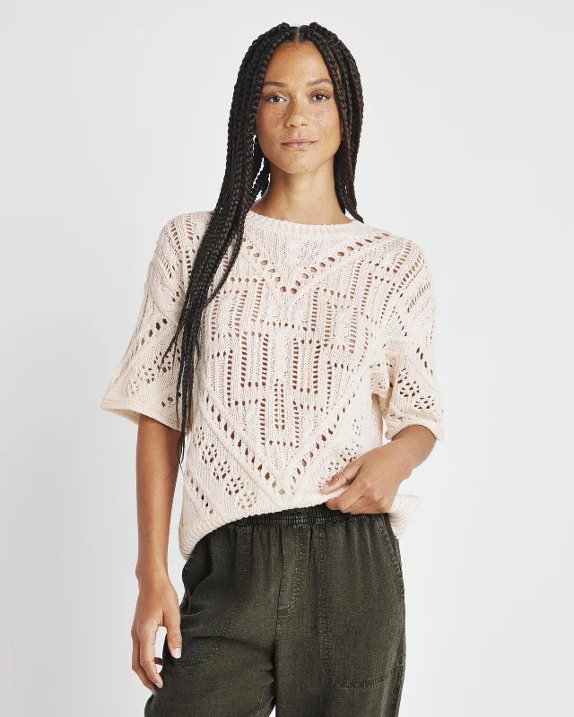 Short - Hemmed Sweaters for Youthful Look -Dominica Short Sleeve Sweater