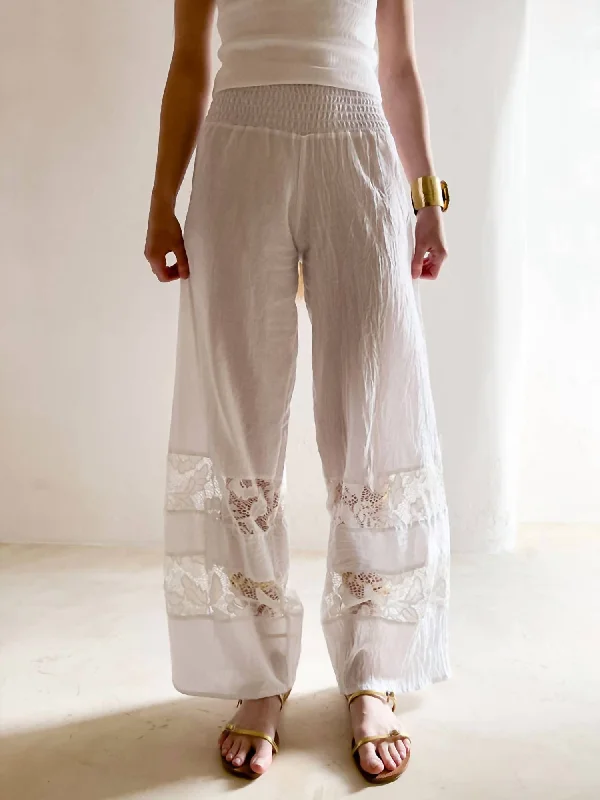 Tight trousers for women with faux leather material for sleek and modern look -Liz Pant In White