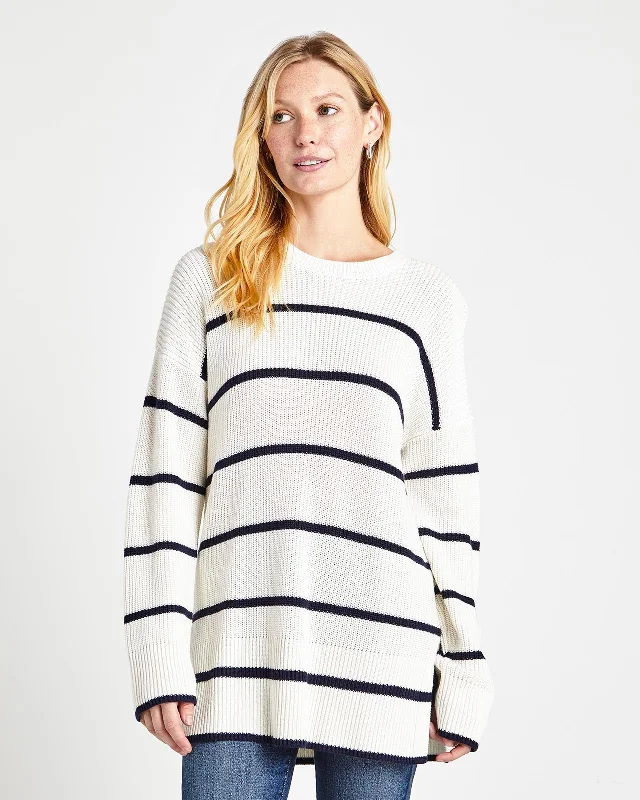 Wrinkle - Resistant Sweaters for Easy Care -Parker Stripe Crew Sweater