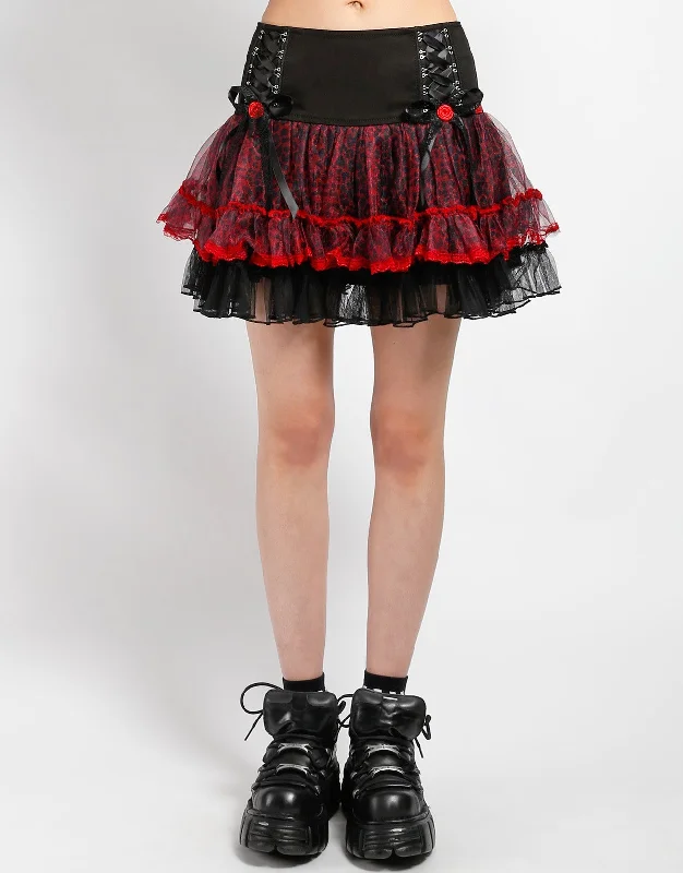 Bold skirts with metallic shimmer finish -TUTU SKIRT RED LEOPARD